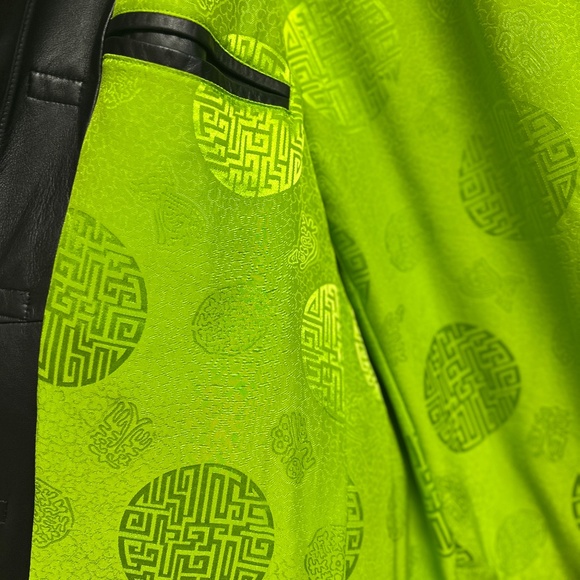 Vintage SHANGHAI TANG Men's/Unisex US 46 Black Leather Jacket Coat EXCELLENT - Picture 14 of 14